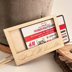 Hülle für Geschenkgutschein "Frohe Weihnachten", Geldgeschenk, Holz