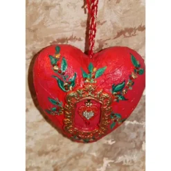 Hängedeko BAROCKHERZ Acrylmalerei Collage auf einem Styroporherz Fensterdeko Kugeldeko Wohndeko Muttertagsgeschenk