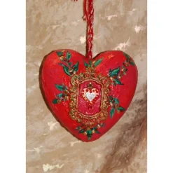 Hängedeko BAROCKHERZ Acrylmalerei Collage auf einem Styroporherz Fensterdeko Kugeldeko Wohndeko Muttertagsgeschenk