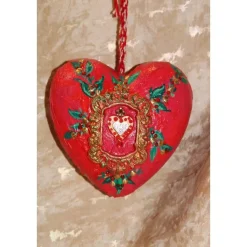 Hängedeko BAROCKHERZ Acrylmalerei Collage auf einem Styroporherz Fensterdeko Kugeldeko Wohndeko Muttertagsgeschenk