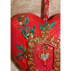 Hängedeko BAROCKHERZ Acrylmalerei Collage auf einem Styroporherz Fensterdeko Kugeldeko Wohndeko Muttertagsgeschenk