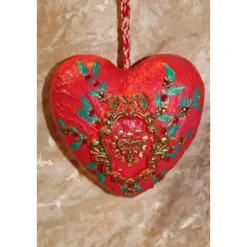 Hängedeko BAROCKHERZ Acrylmalerei Collage auf einem Styroporherz Fensterdeko Kugeldeko Wohndeko Muttertagsgeschenk