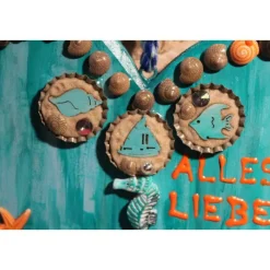 Hängedeko MEERESHERZ MARITIM Acrylmalerei Collage auf Holzherz Fensterdeko Muttertagsgeschenk Vatertagsgeschenk