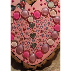 Hängedeko RINDENHERZ PINK Acrylmalerei Collage auf Holzherz Fensterdeko Wohndeko Muttertagsgeschenk Vatertagsgeschenk