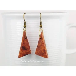 Hängeohrringe – Dreiecke Holz Amboina Maser Indonesien