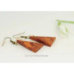 Hängeohrringe – Dreiecke Holz Amboina Maser Indonesien