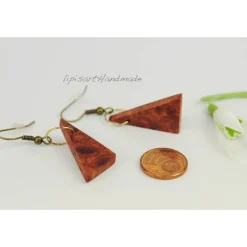 Hängeohrringe – Dreiecke Holz Amboina Maser Indonesien