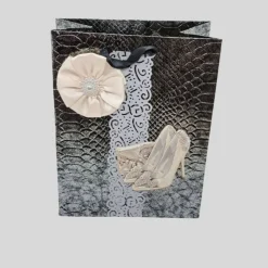 Hochwertige Geschenktasche Fashion handgefertigt Dunkelgrau-Silber