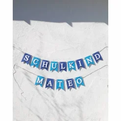 Hochwertige Girlande zum Schulanfang, Schulkind, 1. Schultag. Wimpelkette zum Schulstart auf Wunsch personalisiert mit Wunschnamen.