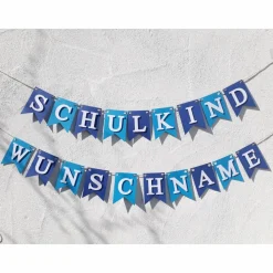 Hochwertige Girlande zum Schulanfang, Schulkind, 1. Schultag. Wimpelkette zum Schulstart auf Wunsch personalisiert mit Wunschnamen.