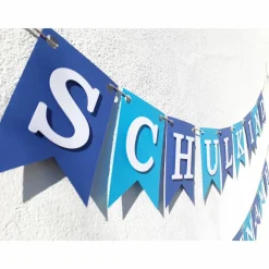 Hochwertige Girlande zum Schulanfang, Schulkind, 1. Schultag. Wimpelkette zum Schulstart auf Wunsch personalisiert mit Wunschnamen.