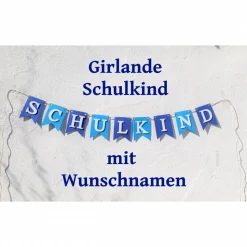 Hochwertige Girlande zum Schulanfang, Schulkind, 1. Schultag. Wimpelkette zum Schulstart auf Wunsch personalisiert mit Wunschnamen.
