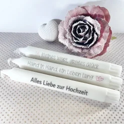 Hochzeit * Kerze * Weiß * Personalisiert * Mitbringsel * Gastgeschenk * Deko