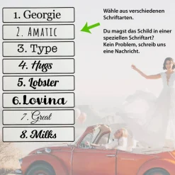Hochzeit Deko Kennzeichen personalisiert mit Namen u. grod gheirat. Hochzeitskennzeichen selbst gestalten. Div. Schrifta