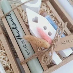 Hochzeit Geldgeschenk Hochzeitsgeschenk Haus / Lichthaus Kerzenhalter Herz Geschenkset Gutschein Kerzenset Stabkerze Ker