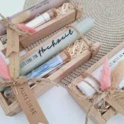 Hochzeit Geldgeschenk Reagenzglas Hochzeitskerze Hochzeitsgeschenk Geschenkset Gutschein Kerzenset Stabkerze Kerzenbox H