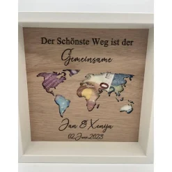 Hochzeit Geldgeschenk weltkarte, Hochzeitstag, weg zusammen, Hochzeitsgeschenk ,Geldgeschenk, Geburtstagsgeschenk, holz