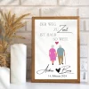 Hochzeit Geschenk Brautpaar | Hochzeitsgeschenk Poster Personalisiert | Der Weg zu Zweit ist halb so weit