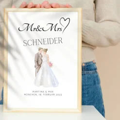 Hochzeit Geschenk Brautpaar | Hochzeitsgeschenk Poster Personalisiert | Mr & Mrs