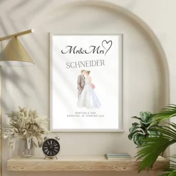 Hochzeit Geschenk Brautpaar | Hochzeitsgeschenk Poster Personalisiert | Mr & Mrs