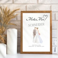 Hochzeit Geschenk Brautpaar | Hochzeitsgeschenk Poster Personalisiert | Mr & Mrs