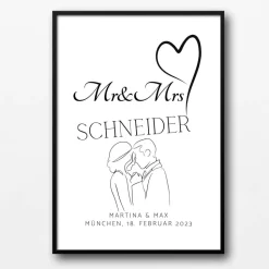 Hochzeit Geschenk Brautpaar | Hochzeitsgeschenk Poster Personalisiert | Mr & Mrs