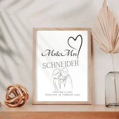 Hochzeit Geschenk Brautpaar | Hochzeitsgeschenk Poster Personalisiert | Mr & Mrs