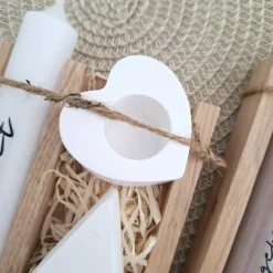 Hochzeit Geschenkset Hochzeitsgeschenk Haus / Lichthaus Kerzenhalter Herz Kerzenset Stabkerze Kerzenbox Holzbox Mitbrin