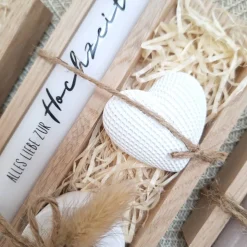 Hochzeit Geschenkset Hochzeitsgeschenk Dekoherz Kerzenhalter rund Kerzenset Stabkerze Kerzenbox Holzbox Mitbringsel