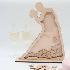 HOCHZEIT GÄSTEBUCH aus HOLZ, mit 70 Herzen aus Ahorn Holz zum Beschriften, Hochzeitsgeschenk, Erinnerung für das Hochzei