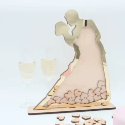 HOCHZEIT GÄSTEBUCH aus HOLZ, mit 70 Herzen aus Ahorn Holz zum Beschriften, Hochzeitsgeschenk, Erinnerung für das Hochzei