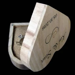 Hochzeit Rustikale RINGBOX Natur Ringkissen aus Holz alternative für Eheringe Herz Ringkästchen Romantische Holzbox Ringschatulle Valentin