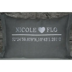 Hochzeitkissen personalisierbar Leinen bestickt