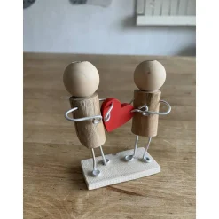 Hochzeits Figuren mit Herz, Holzfiguren, Liebes Geschenk