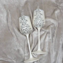 Hochzeitsaccessoires Hochzeitsgläser Sektgläser Sektglas Hochzeitskerzen Brautaccessoires Flöte mit Namen mit Kristalle