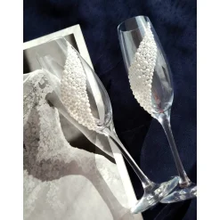 Hochzeitsaccessoires Hochzeitsgläser Sektgläser Sektglas Hochzeitskerzen Brautaccessoires mit Namen Perlen