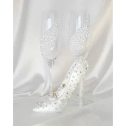 Hochzeitsaccessoires Hochzeitsgläser Sektgläser Hochzeitskerzen Brautaccessoires mit Namen Perlen Ringbox Cinderella