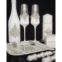 Hochzeitsaccessoires Hochzeitsgläser Sektgläser Hochzeitskerzen Brautaccessoires mit Namen Tortenmesser Tortenheber blau