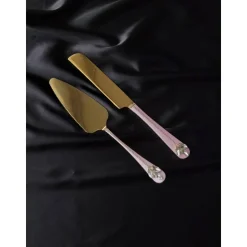 Hochzeitsaccessoires Hochzeitsgläser Hochzeitsdeko Brautaccessoires mit Namen Tortenmesser Tortenheber rosa gold Geschen