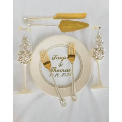 Hochzeitsaccessoires Hochzeitsgläser Sektgläser Sektglas Hochzeitskerzen Brautaccessoires mit Namen Tortenmesser Tortenh