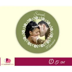 Hochzeitsaufkleber | Blumenkranz Ornamente - personalisierbar mit eigenem Foto