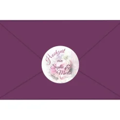 Hochzeitsaufkleber | Blumenstrauß  rosa