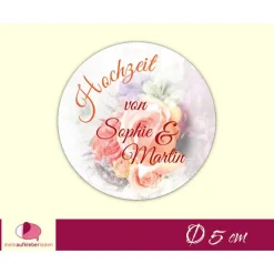 Hochzeitsaufkleber | Blumenstrauß  orange