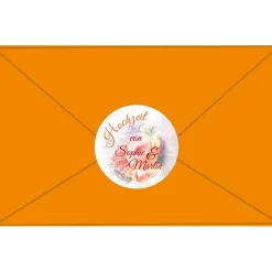 Hochzeitsaufkleber | Blumenstrauß  orange
