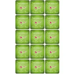 Hochzeitsaufkleber | Just married, Vögelchen mit Liebesbrief