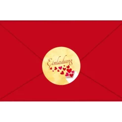 Hochzeitsaufkleber | Liebesbrief mit Herzchen - Einladung