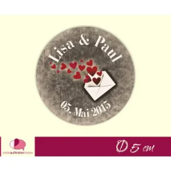 Hochzeitsaufkleber | Liebesbrief mit Herzen