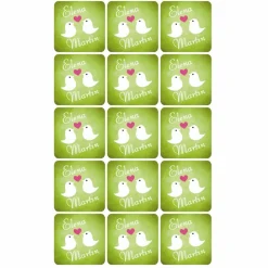 Hochzeitsaufkleber | Turteltauben mit Herz