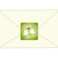 Hochzeitsaufkleber | Turteltauben mit Herz