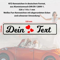 Hochzeitsauto Deko: 2 personalisierte Kennzeichen mit Namen / Just Married | Brautauto Schild Hochzeit Wunschtext / mehr